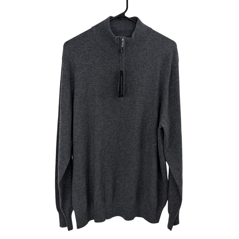 State Cashmere Sweater Mens XXL Dark Gray Quarter Zip Pullover Long Sleeve